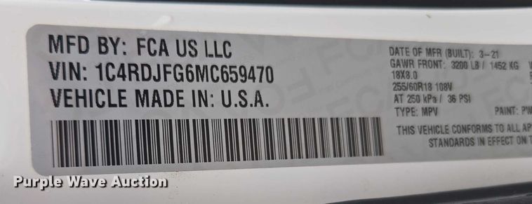 image for item EV5417 2021 Dodge Durango SSV SUV