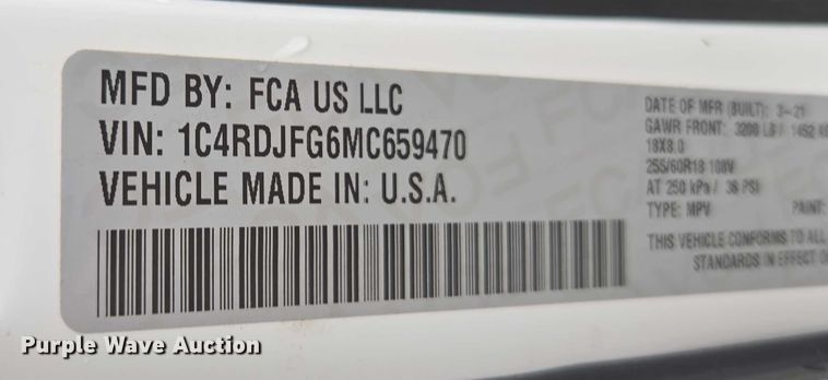 image for item EV5417 2021 Dodge Durango SSV SUV