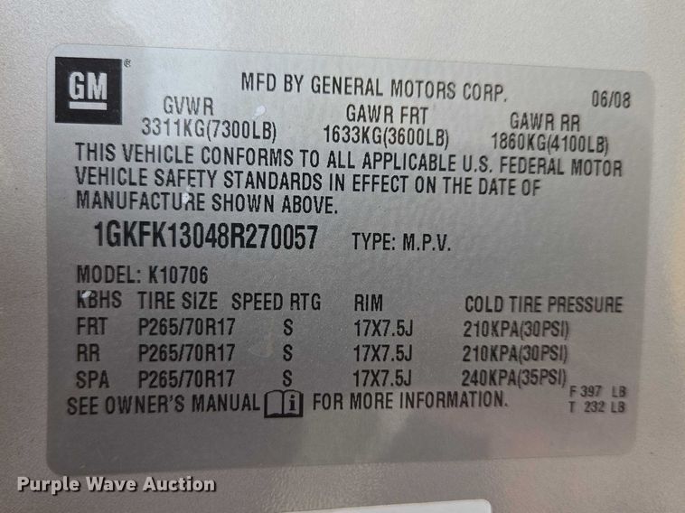 image for item EV5753 2008 GMC Yukon SUV