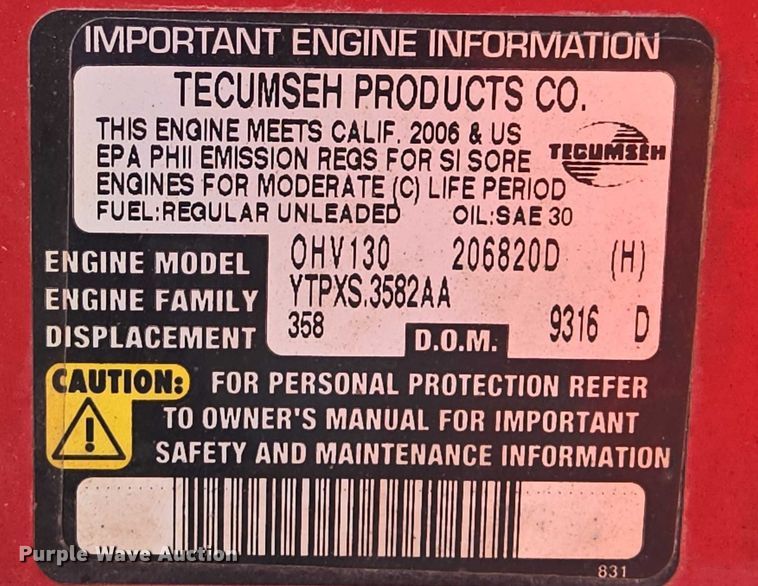 image for item EV5837 MTD lawn mower