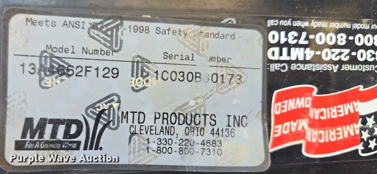 image for item EV5837 MTD lawn mower