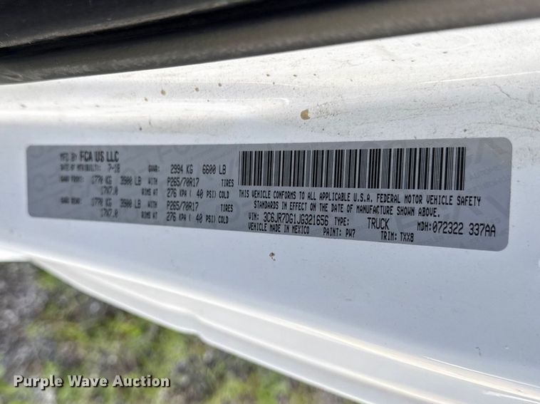 image for item EV7682 2018 RAM 1500 pickup truck