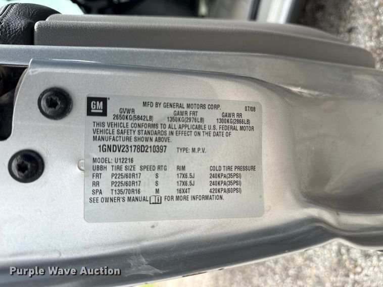 image for item EV7704 2008 Chevrolet Uplander LS van