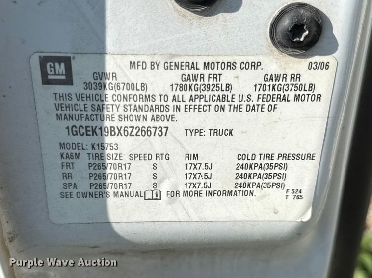 image for item EV7709 2006 Chevrolet Silverado 1500 