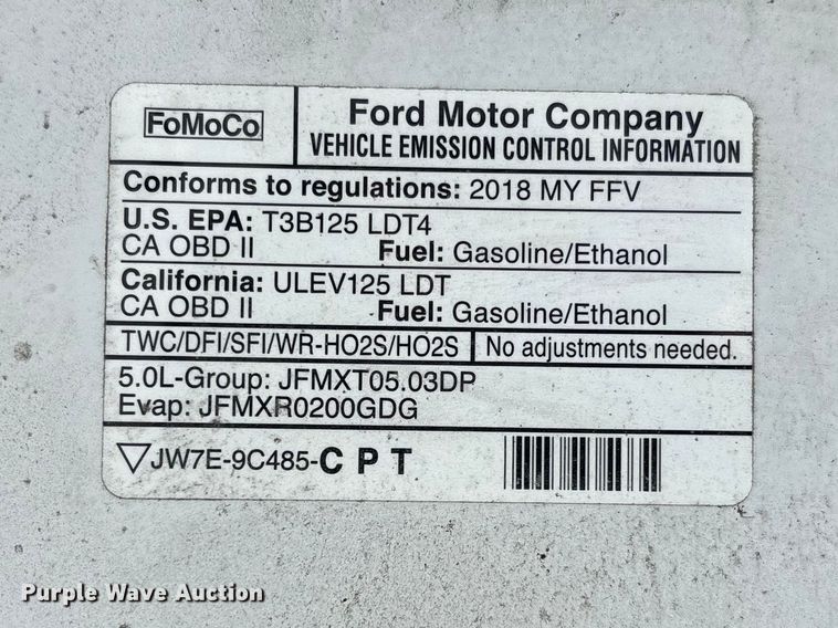 image for item FB3382 2018 Ford F150 Ext. Cab pickup truck