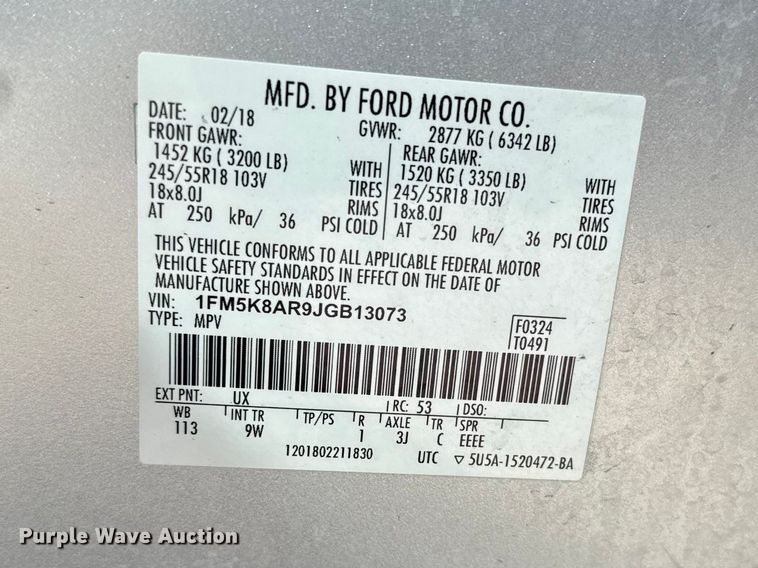 image for item FB7192 2018 Ford Explorer Police Interceptor SUV