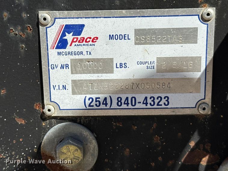 image for item FB7193 2007 Pace American CS8522TA3 enclosed cargo trailer