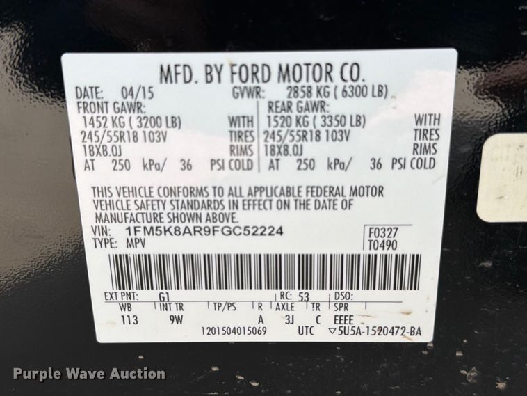 image for item FB8037 2015 Ford Explorer Police Interceptor SUV