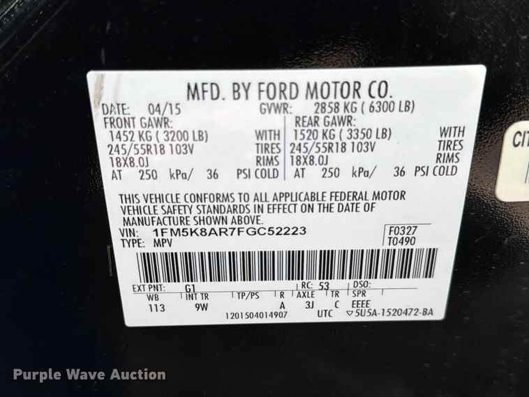 image for item FB8038 2015 Ford Explorer Police Interceptor SUV