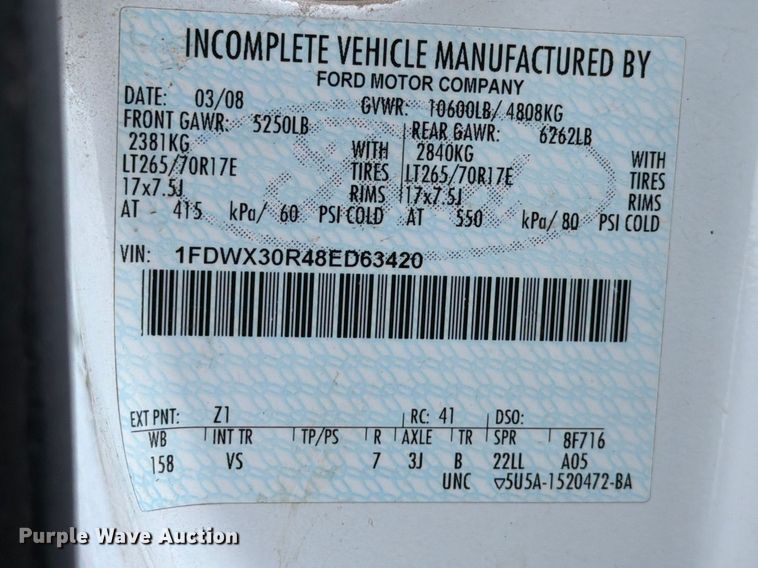 image for item FB8039 2008 Ford F350 Super Duty XL Ext. Cab utility bed pickup truck