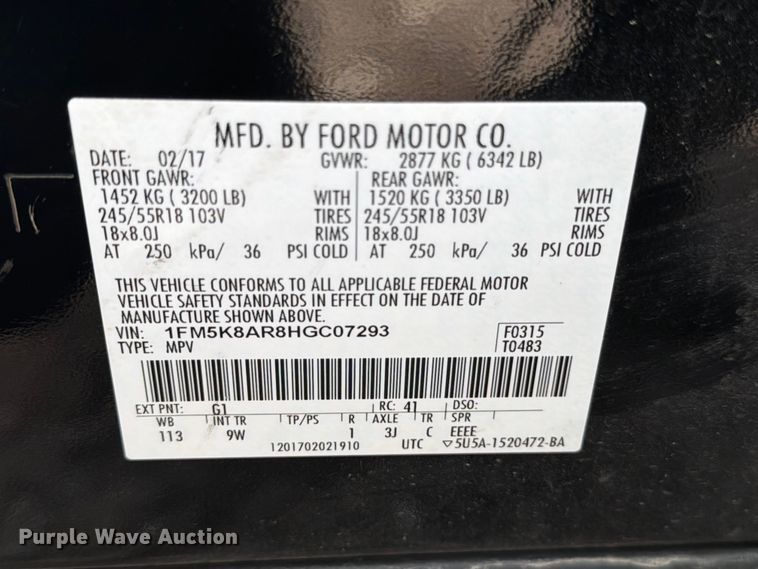 image for item FB8040 2017 Ford Explorer Police Interceptor SUV