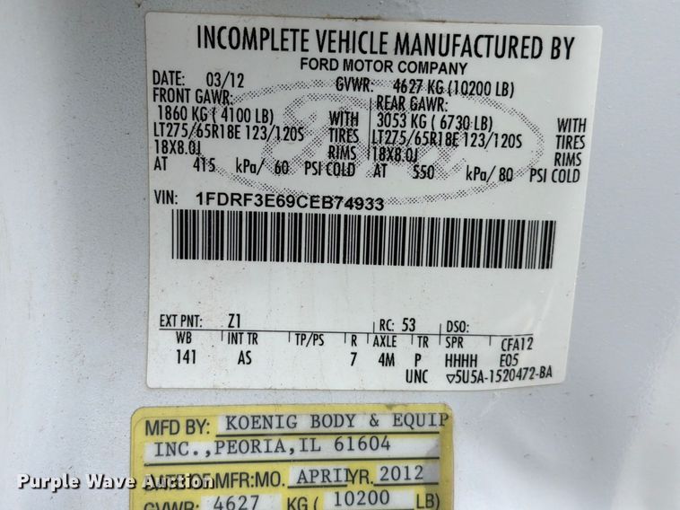 image for item FB8043 2012 Ford F350 Super Duty utility bed pickup truck