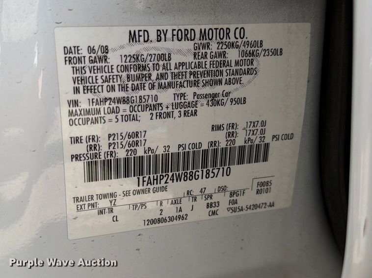 image for item FC3026 2008 Ford Taurus 