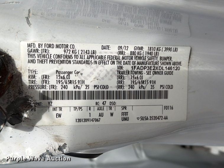 image for item FC3029 2013 Ford Focus 