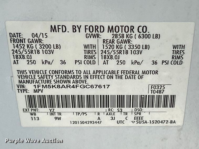 image for item FC5372 2015 Ford Explorer Police Interceptor  SUV