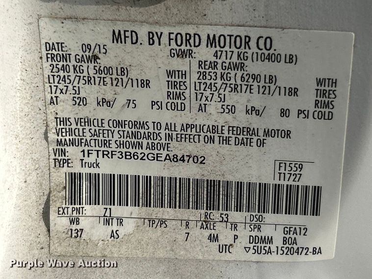 image for item FC5378 2016 Ford F350 Super Duty XL pickup truck