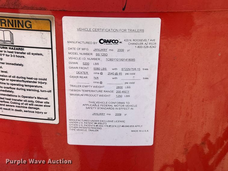 image for item FC5429 2009 Crafco SS125 melter applicator