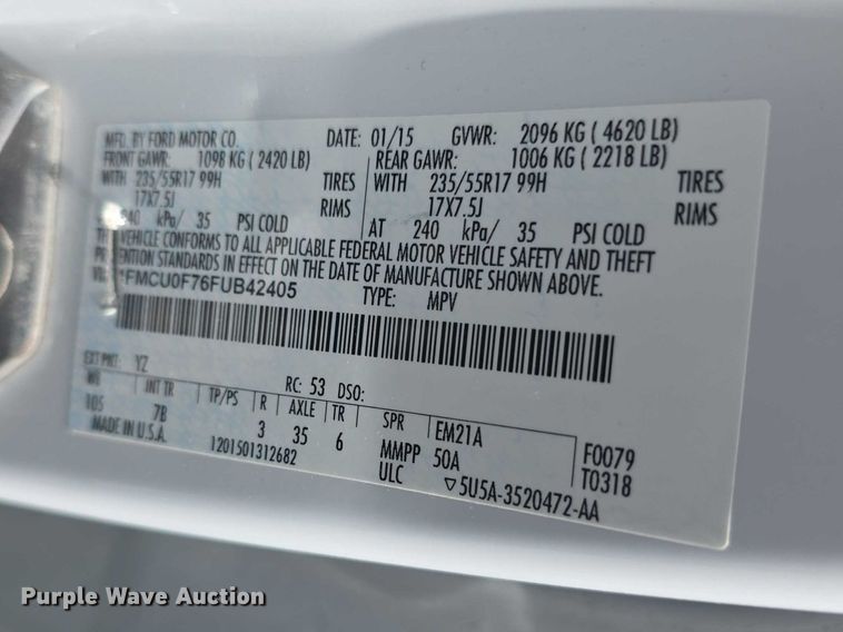 image for item FI0880 2015 Ford Escape SUV