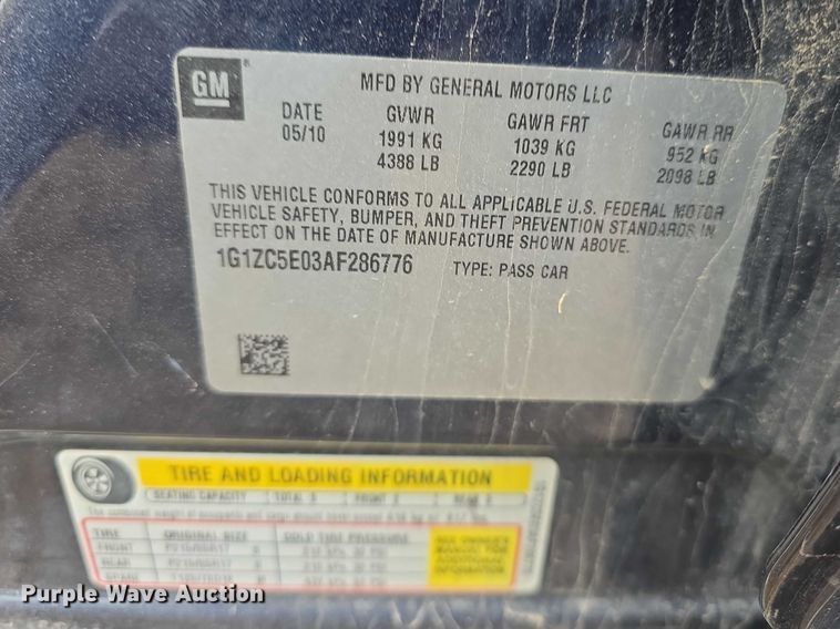 image for item FI0923 2010 Chevrolet Malibu 1LT  