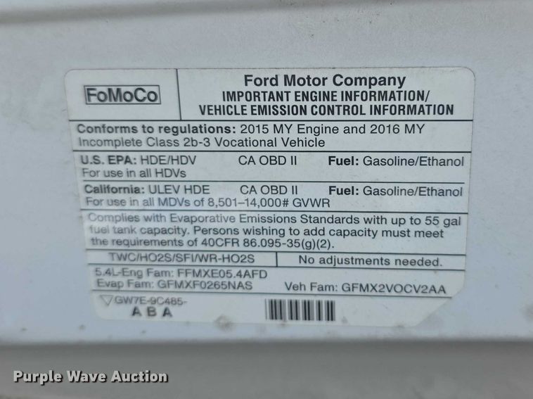 image for item FI0980 2016 Ford E350 Super Duty delivery van