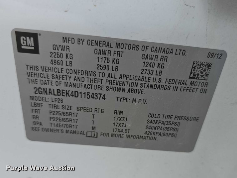 image for item FI0981 2013 Chevrolet Equinox SUV