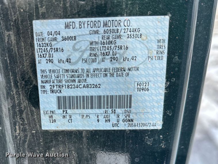 image for item FK0043 2004 Ford F150 pickup truck