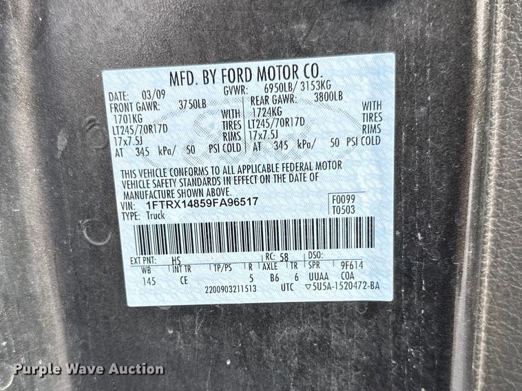 image for item FK0044 2009 Ford F150 Ext. Cab pickup truck