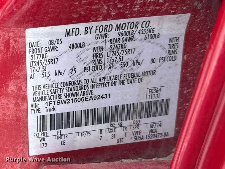 image for item FK0045 2006 Ford F250 Super Duty Crew Cab pickup truck