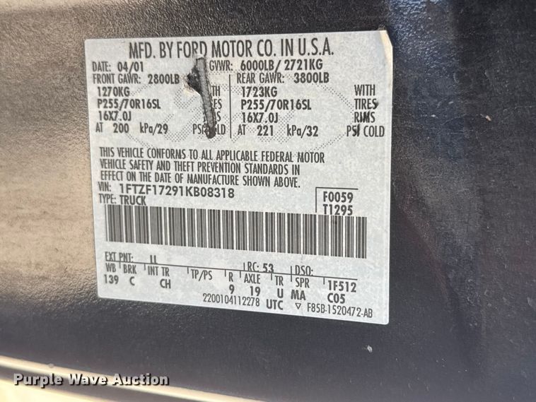 image for item MX9057 2001 Ford F150 pickup truck