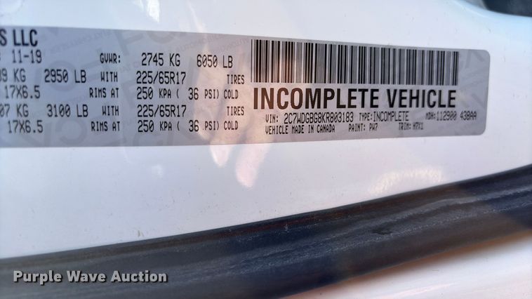 image for item NK9073 2019 Dodge Grand Caravan handicap accessible van