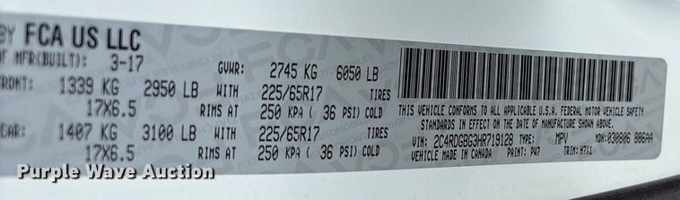 image for item NK9074 2017 Dodge Grand Caravan handicap accessible van