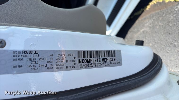 image for item NK9075 2019 Dodge Grand Caravan handicap accessible van