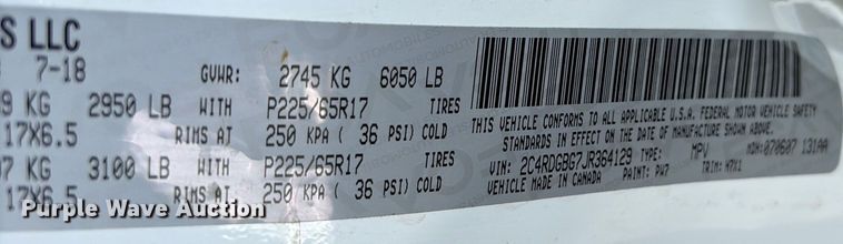 image for item NK9080 2018 Dodge Grand Caravan handicap accessible van