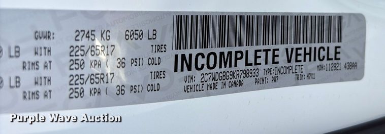 image for item NK9081 2019 Dodge Grand Caravan handicap accessible van