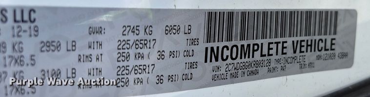 image for item NK9083 2019 Dodge Grand Caravan handicap accessible van