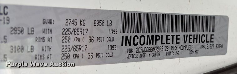 image for item NK9083 2019 Dodge Grand Caravan handicap accessible van