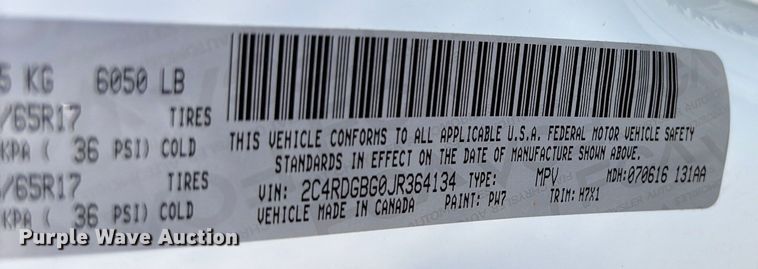 image for item NK9094 2018 Dodge Grand Caravan handicap accessible van