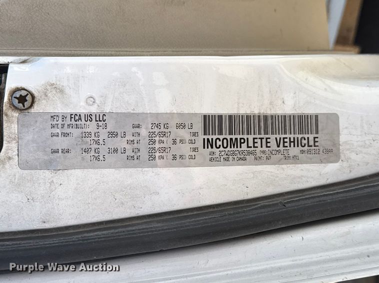 image for item NK9160 2019 Dodge Grand Caravan handicap accessible van