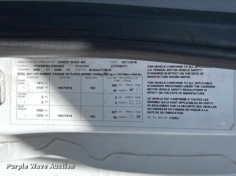 image for item NK9162 2018 Ford Transit 350HD shuttle bus