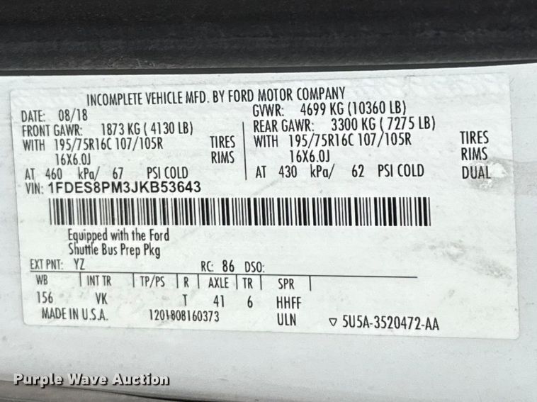 image for item NK9162 2018 Ford Transit 350HD shuttle bus