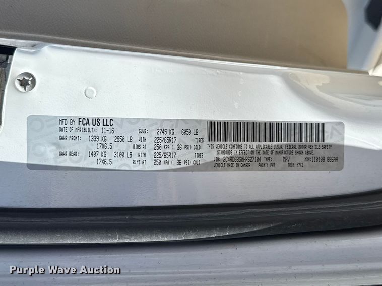 image for item NK9165 2017 Dodge Grand Caravan handicap accessible van