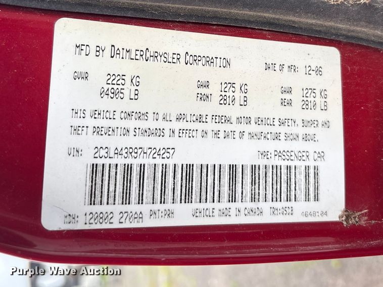 image for item OB9525 2007 Chrysler 300 
