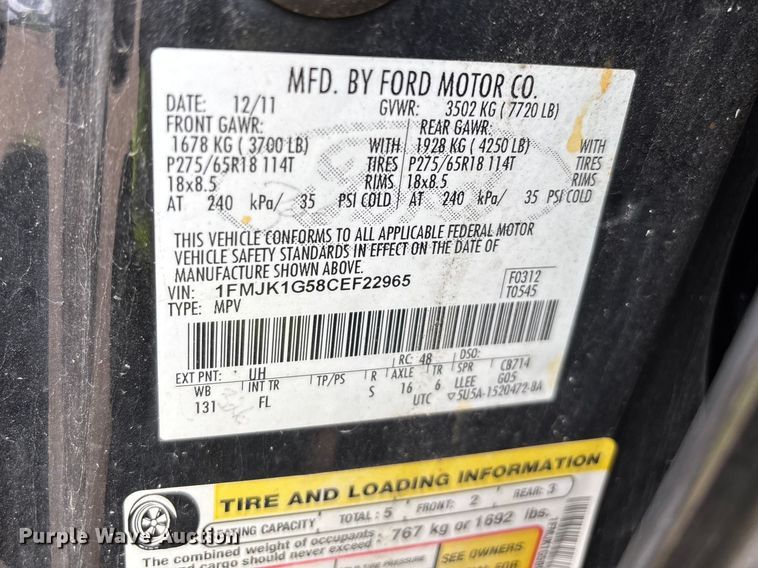 image for item YA2629 2012 Ford Expedition SUV