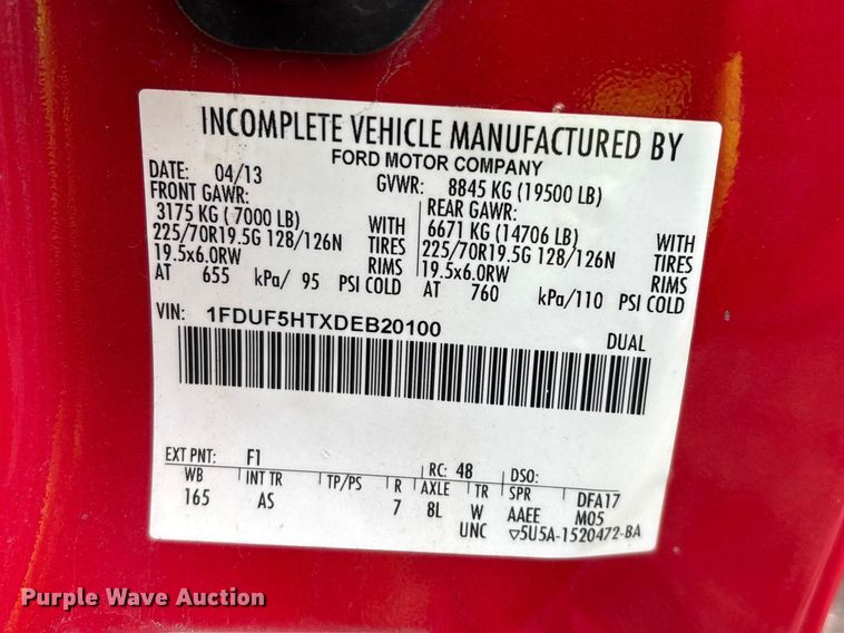 image for item YA2631 2013 Ford F550 Super Duty dump truck