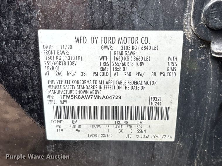 image for item YA2632 2021 Ford Explorer Police Interceptor Hybrid SUV