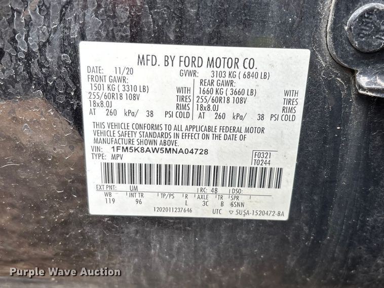 image for item YA2633 2021 Ford Explorer Police Interceptor Hybrid SUV