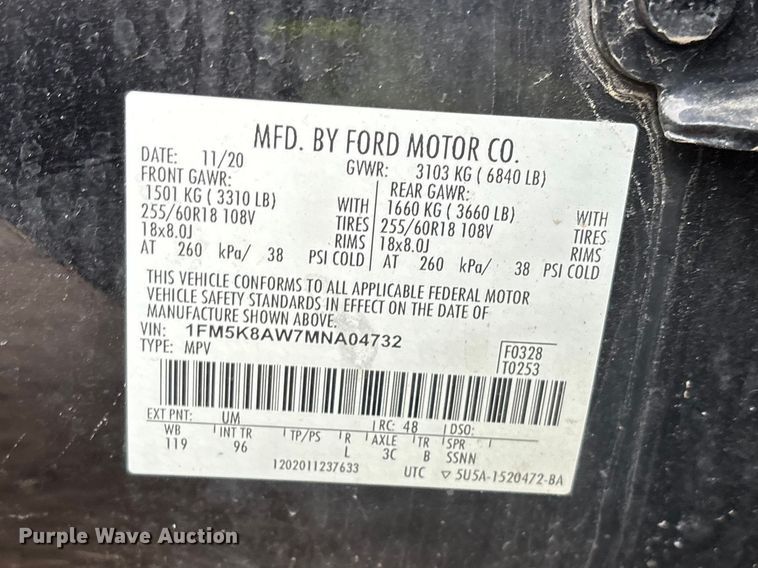 image for item YA2634 2021 Ford Explorer Police Interceptor Hybrid SUV