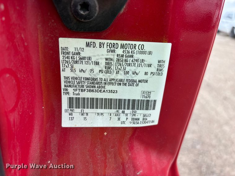 image for item YA2961 2013 Ford F350 Super Duty pickup truck