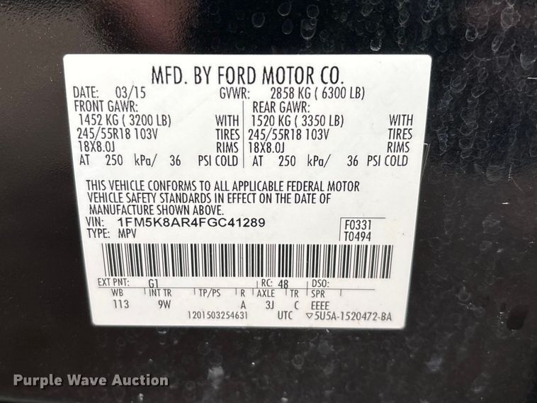 image for item YA2964 2015 Ford Explorer Police Interceptor SUV