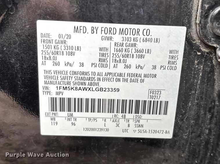 image for item YA2965 2020 Ford Explorer Police Interceptor SUV